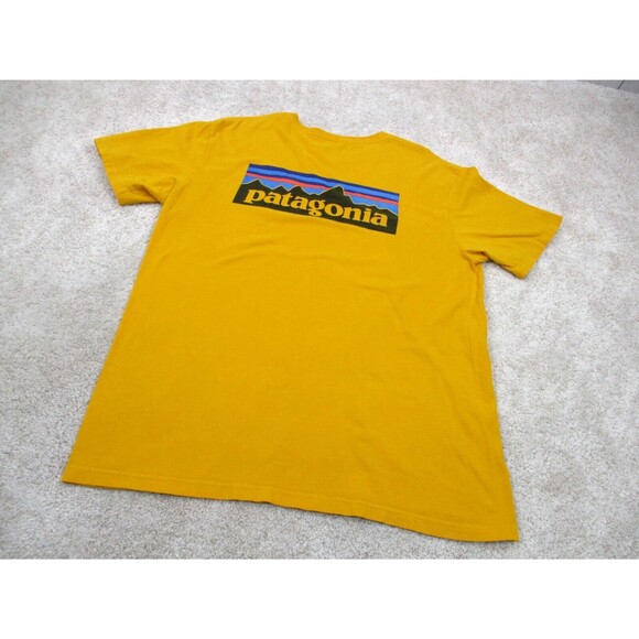 Patagonia Shirt Adult Large Yellow Organic Cotton Logo Lightweight Hiking Mens * - Picture 2 of 13